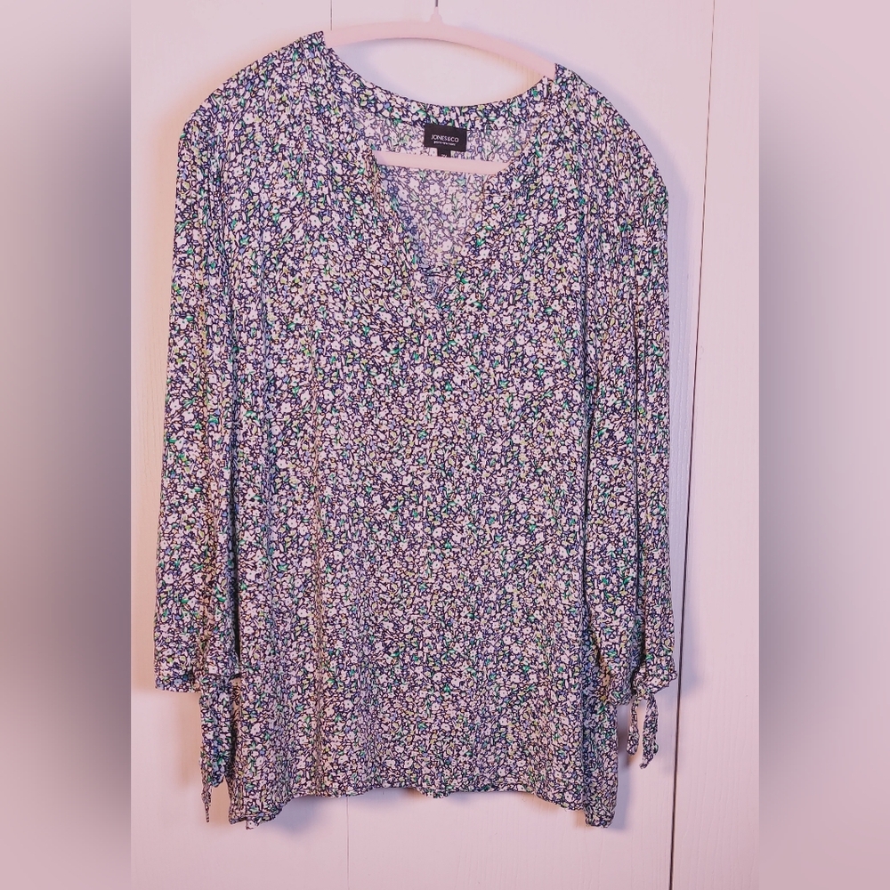 Jones & Co Floral Size 2X Tunic Top Blouse